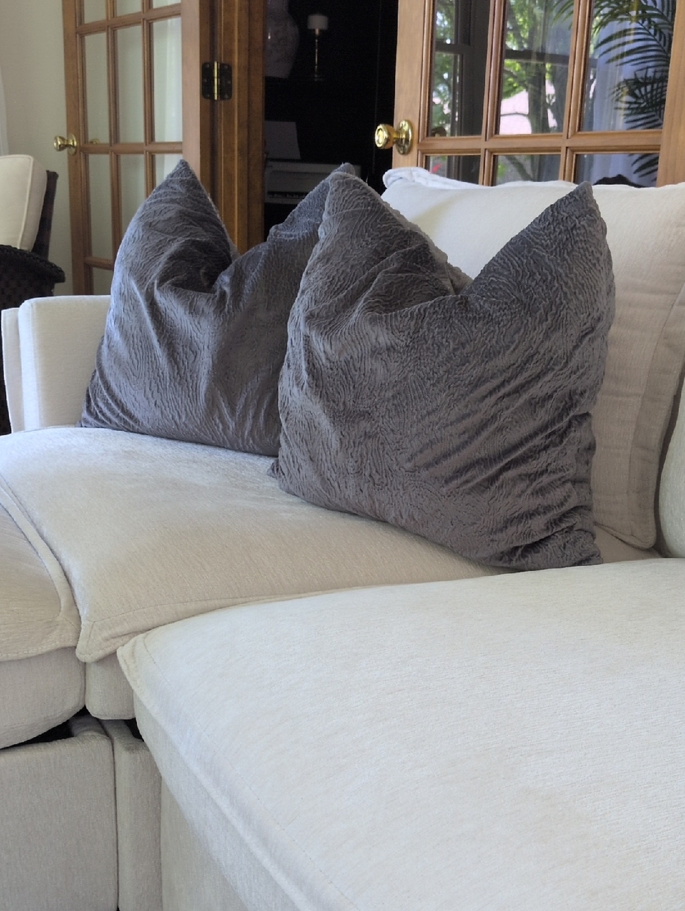 Plush Velvety Gray Decorative Throw Pillows (Pair)
